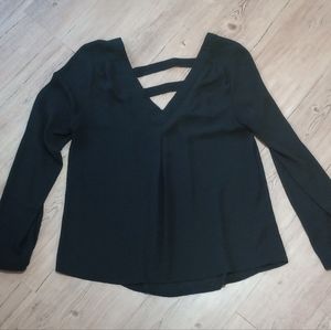41 Hawthorn sheer black button down blouse